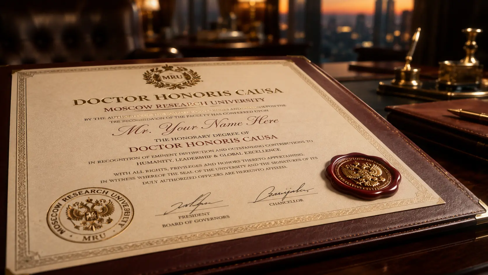 Doctor Honoris Causa Certificate and Medal